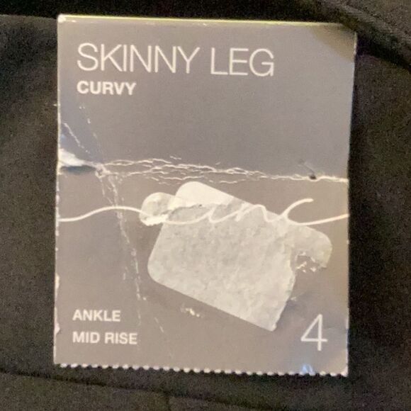 INC NWT INTERNATIONAL CONCEPTS RUFFLED HEM ANKLE SKINNY PANTS CURVY BLACK SIZE 4 - Picture 6 of 7